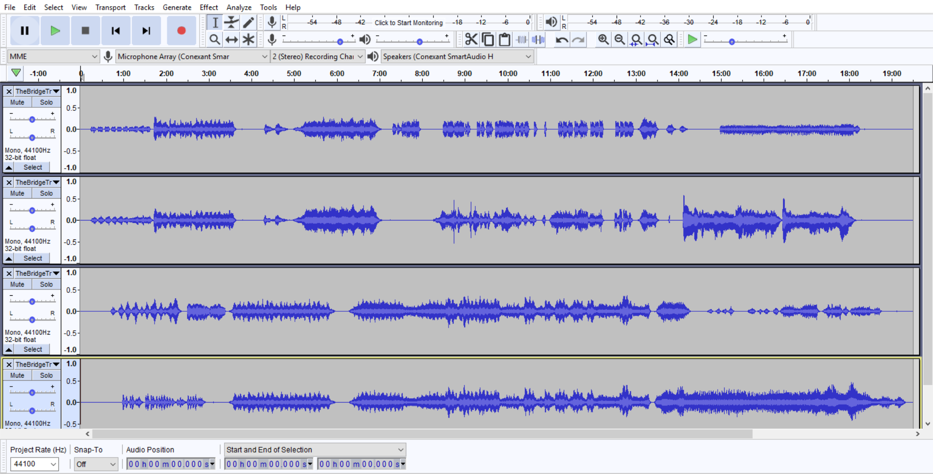 The Bridge Audacity Screenshot