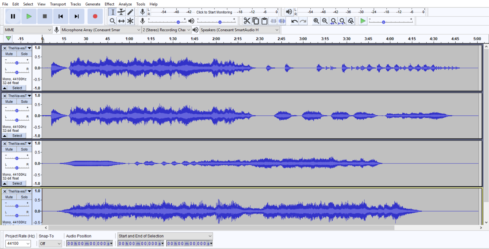 The Waves Audacity Screenshot